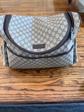 Gucci Beige Brown GG Monogram Shoulder Bag